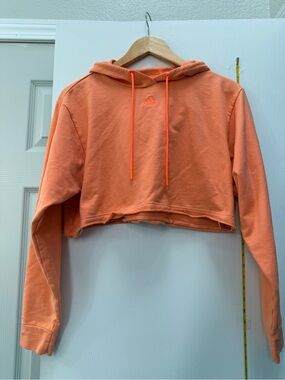 adidas Women's Cropped Hoodie in Peach Orange